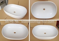 Hot sell modern design popular ceramic white color oval counter top wash basin