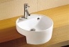 Sanitary ware ceramic white color semi recessed wash basin