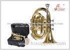 Brass Musical Instruments Golden Lacquered Bb Key Pocket Trumpet / Mini Trumpet