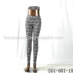 SD1-001-15 Blue And White Jacquard Woven Slim Leggings