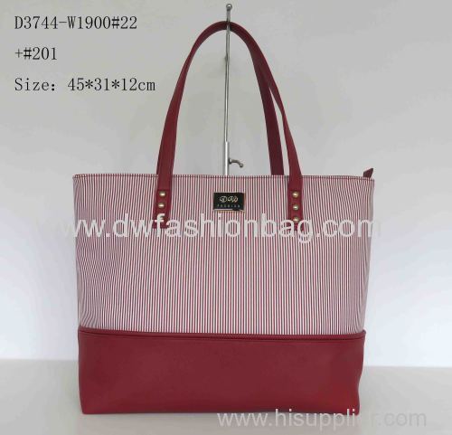 Fashion zipper handbag/PU red tote bag/lady bag