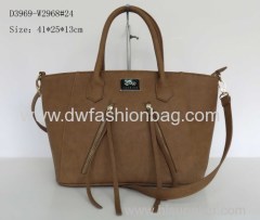 Fashion zipper handbag/PU brown shoulder bag /Lady bag