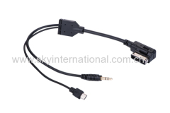 Audio cable for Audi Ami VW MMI A4 A6 A8 Connector for Samsung HTC 30CM LONG