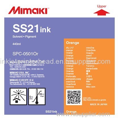 SS21 Solvent Ink Cartridge 440ml Orange for Mimaki JV and CJV series printers.