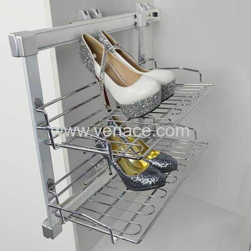 Side Mounted Two-tier Pull Out Shoes Rack