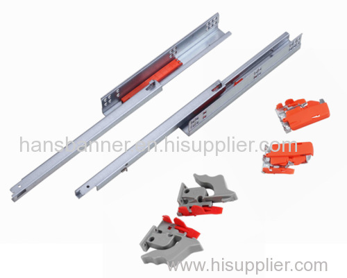 single extension undermount drawer slide with push open with clips