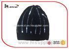 Black Brushed Custom Winter Knit Hats Paillette Decoration For Ladies