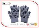 Skull Pattern Grey Mens Warm Winter Gloves 100% Acrylic Fabrics