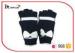 Black And Cream Plain Fingerless Knit Winter Gloves Bowknot On The Top