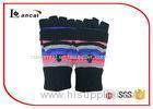 Multi Stripe Girls Winter Gloves Black Rib Cuff Winter Fingerless Gloves