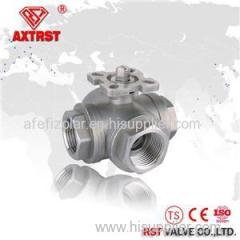 Stainless Steel T Port/L Reduce Port Thread Floating Three Way Ball Valve With ISO5211 Mounting Pad