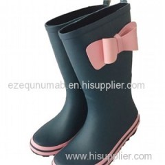 Girls Rubber Rain Boots With Bowknot