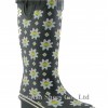 Long Rubber Rain Boots Women With Customized Printing Pattern