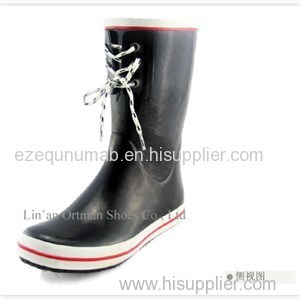 Half Boot Type Rubber Rain Boots With Shoe Ties