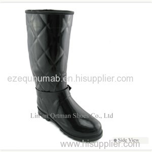 Warm Quilted Lining Rubber Rain Boots Women