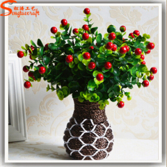 High simulation Eucalyptus Eucalyptus happy red leaves of grass artificial plants fruit fruit home decorations