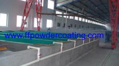 Powder coating line with convey system