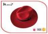 Red Wool Felt Hat Animal Fur Decoration Sun Floppy Hats For Big Heads