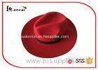 Red Wool Felt Hat Animal Fur Decoration Sun Floppy Hats For Big Heads