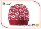 Snowflake Chunky Winter Knit Hats Rib Edge Red Knit Cap With Bill