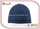 Double Layer Abyarn Sports Knit Hats With Navy Stripe And Navy Lining