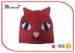 Kitty Shape Red Knit Hats With Two Little Ears And Rib Edge For Girls