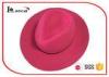 Rose Red Wool Felt Top Hat Black Thin Ribbed Band Felt Fedora Hats For Women