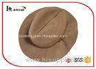 Beige Ladies Waterproofing Wool Felt Hat With Leather Belt Trim / Black Sweatband