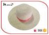 Sequined Ladies Crushable Wide Brimmed Straw Hat With Pink Bowknot Ribbed Band
