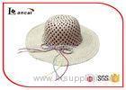 Girls Wide Brim Floppy Straw Hat With Rose Red Cotton Lining And Paper String