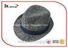 Spring Fedora Ladies Trilby Hats Navy And White With Cotton Denim Hatband