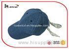 Girls Denim Baseball Caps Hats 52cm Head Circ With Printed Tie Back