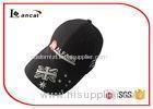 3D Embroidery Black Cotton Baseball Caps Hats With Adjustable Metal Buckle