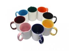 ceramic color mugs inside and handle color