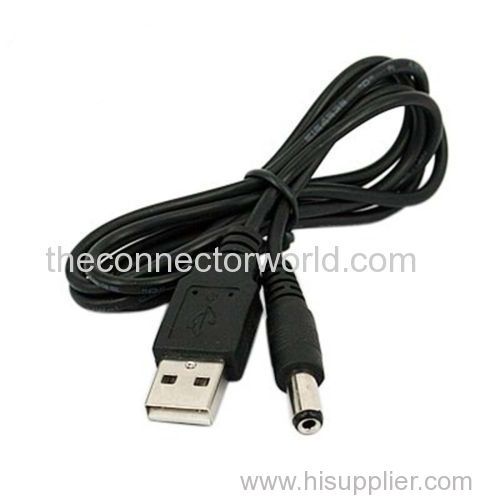 CFTW USB 2.0 A to 5.5 mm x 2.1 mm 5 Volt DC Male Connector Jack Power Charger Cable