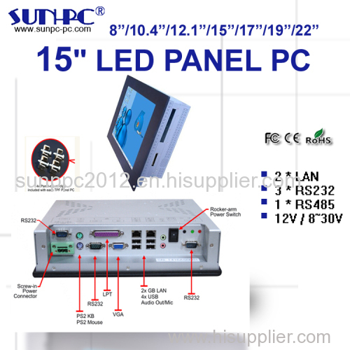 cheap 15 inch industrial computer panel pc all in one pc 4COM 4USB 2LAN