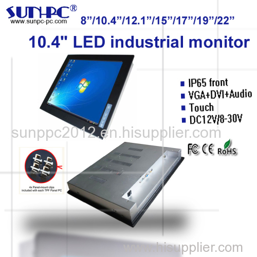 10.4" IP65 TOUCH Industrial LCD Monitor VGA+DVI+AUDIO