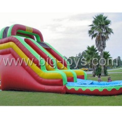 Inflatable water slide with pool