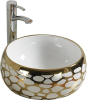 Sanitary ware Ceramic Gold Pattern Plated On Surface Art Wash Basin