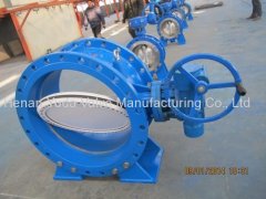 Double eccentric ductile iron material flanged water system butterfly valve