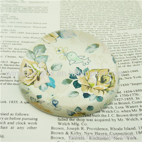 80MM Dome Glass Paperweigh with Four Color Printing Flower