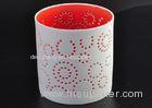 Decorative Red Ceramic Candle Holder Spraying For Home Votive