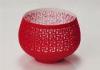 Red Votive Porcelain Candle Holder Bowl / Hollow Ceramic Candle Houses