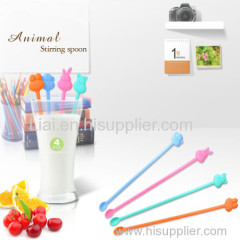 Animal Coffee Stirring Mixing Spoons Plastic Cocktail Drink Mixer Stirrers Martini Smoothie DIY Kitchen Tools Muddler