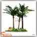 Small Fake Plants Plastic Leaves Artificial Cyathea Palm Tree with fiberglass trunk for garden decoration