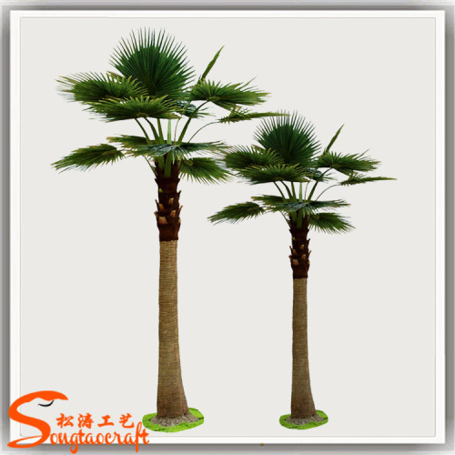 Steel plate handmake artificial Palmetto tree green ornamental Washington palm trees with fiberglass for indoor
