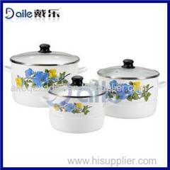 3pcs Glass Lid Food Steamer/enamel Food Steamer