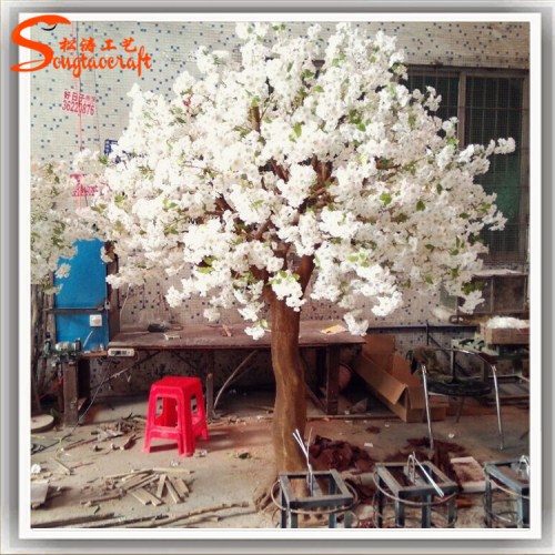 plastic leaves silk sakura flower artificial white indoor Japanes plants cherry blossom tree for wedding decor
