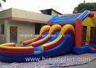 Rainbow Combo Inflatable Bounce House Water Slide With Double Lane And Pool