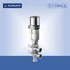 stainless steel sanitary reversing valve with pneumatic actuator with positioner of double seat